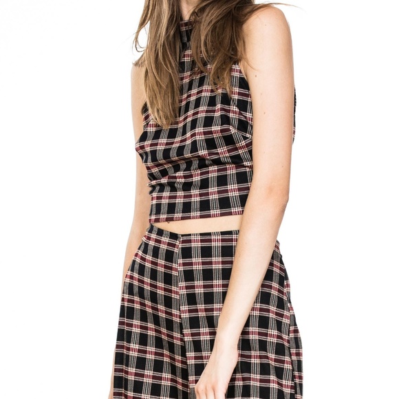 2 PIECE PLAID CHECK SLEEVELESS TOP AND LONG PANTS - Picture 6 of 8
